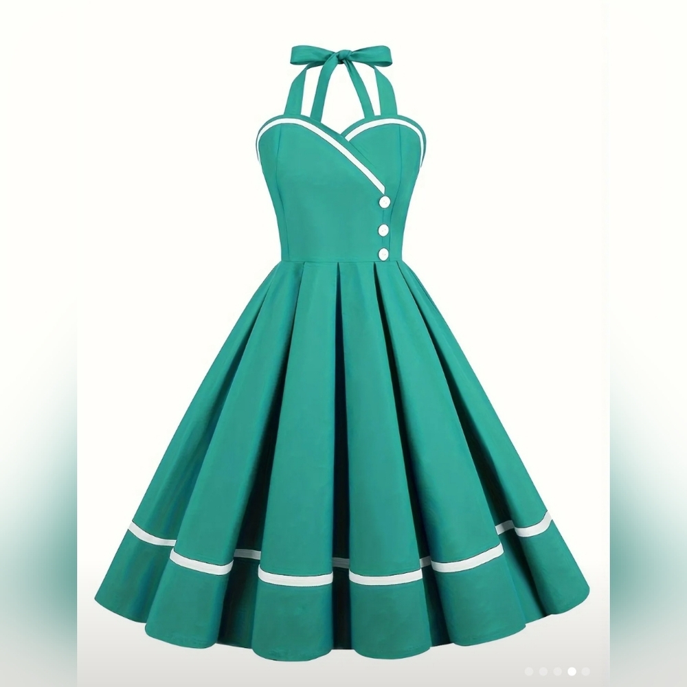 *NWOT* Vintage Style Green Halter Dress